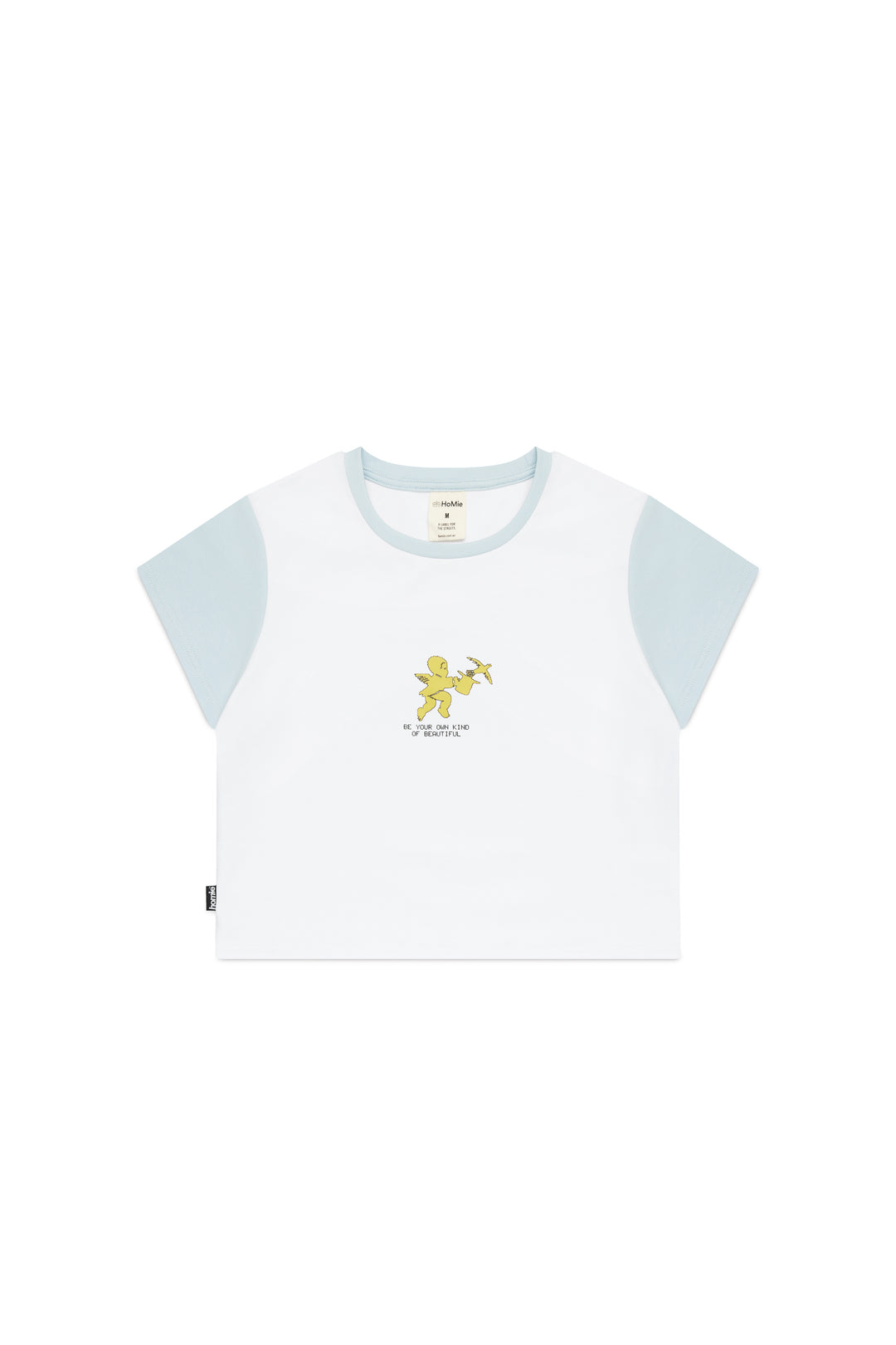 Be Free Baby Tee - White / Light Blue