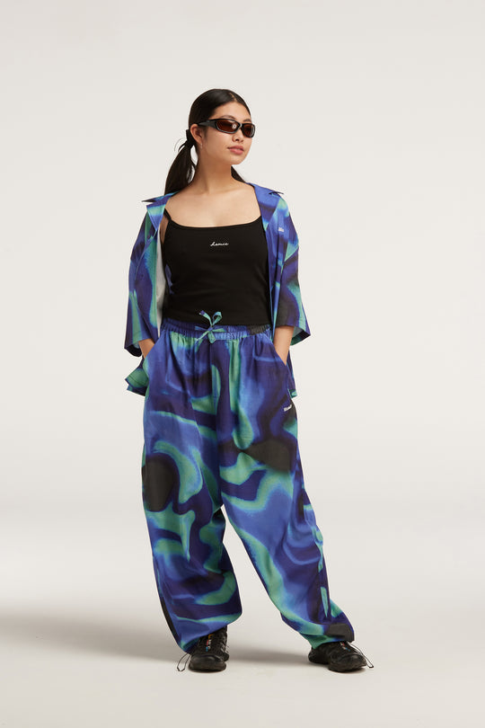 Digital Dream Wide Leg Pants - Blue / Green