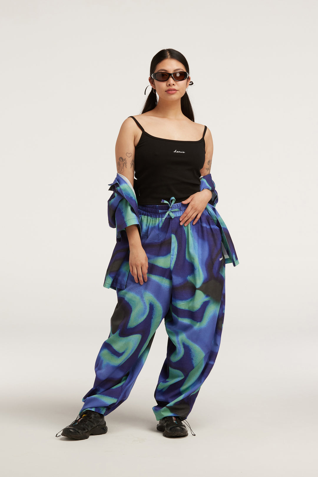 Digital Dream Wide Leg Pants - Blue / Green