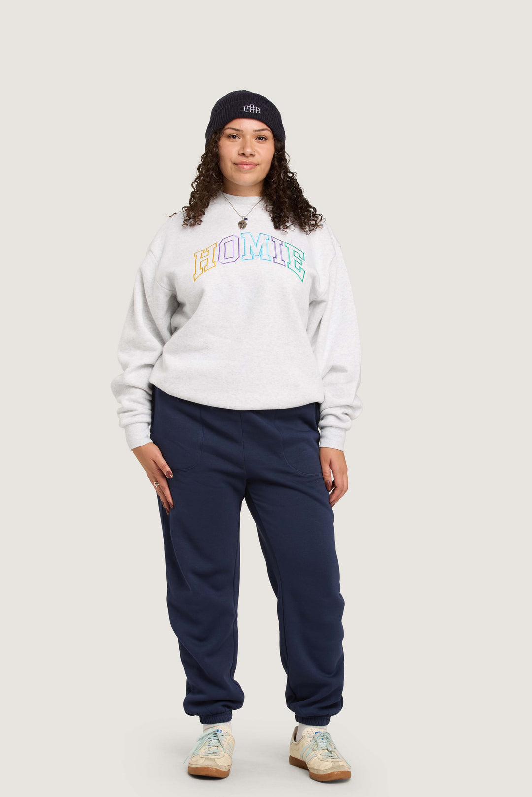 College Crewneck - White Marle