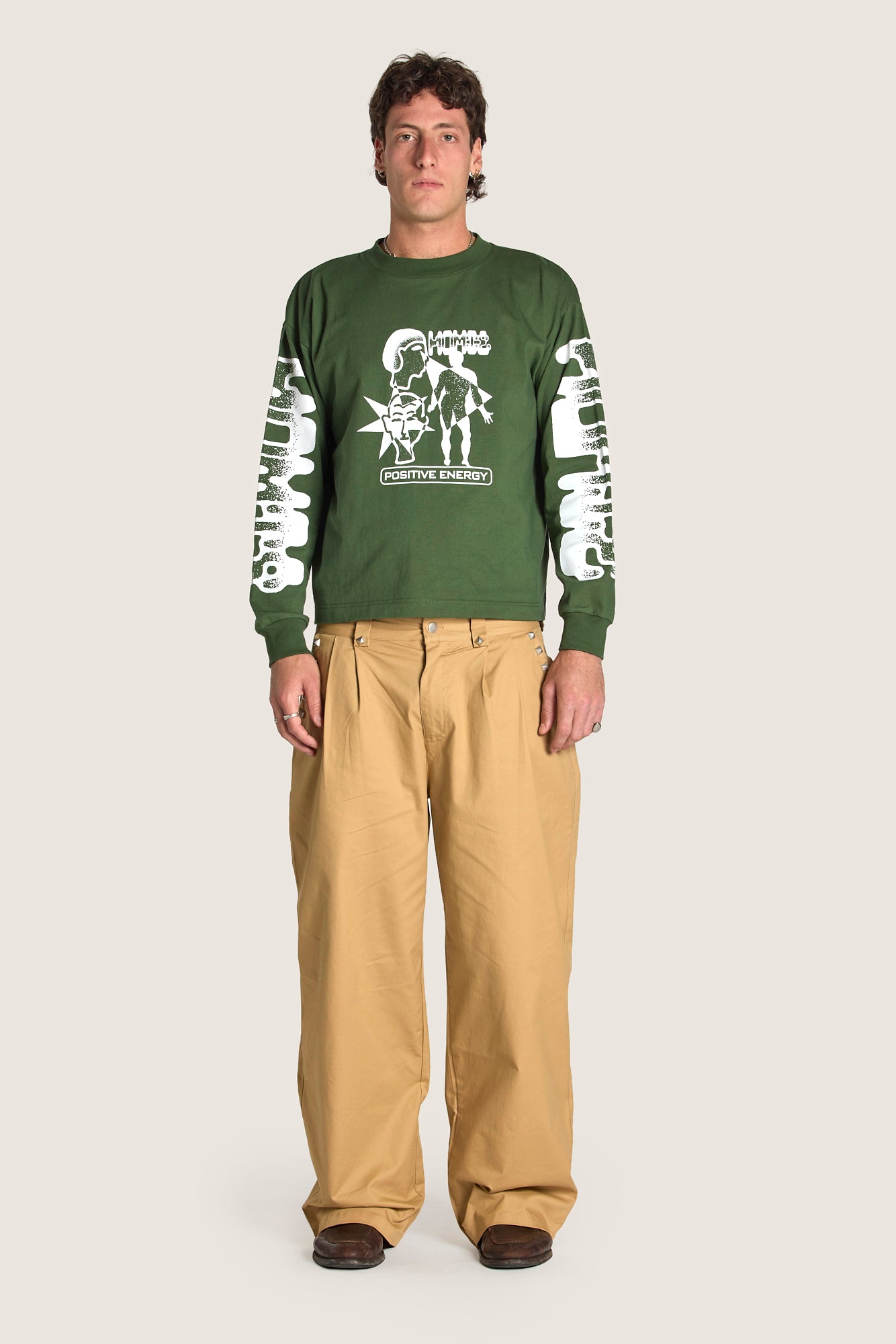トップス AFB POSITIVE ENERGY LS TEE Positive Energy LS Tee Forest Green | Cotton Long Sleeve Tee