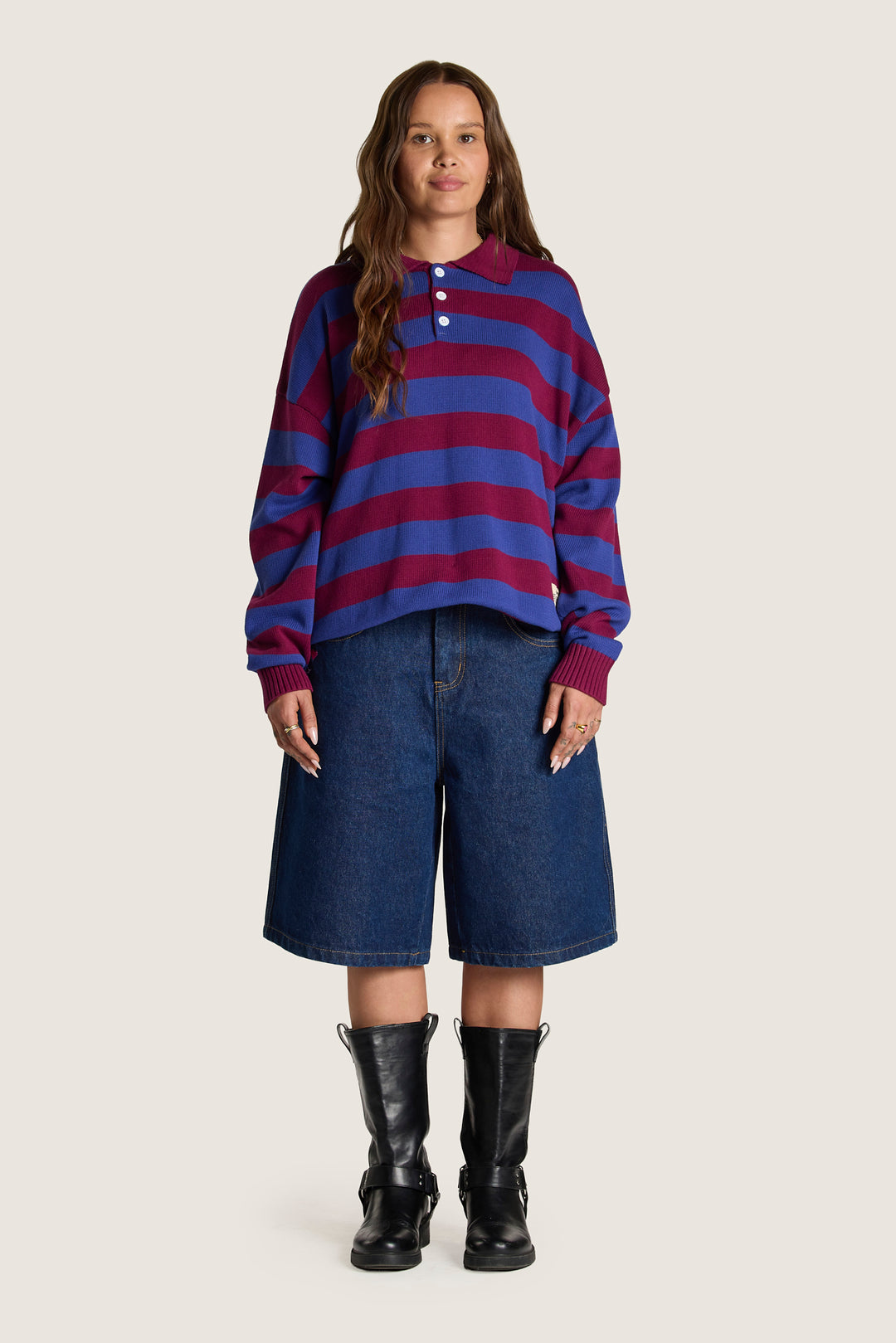 Knitted Rugby - Blue / Maroon