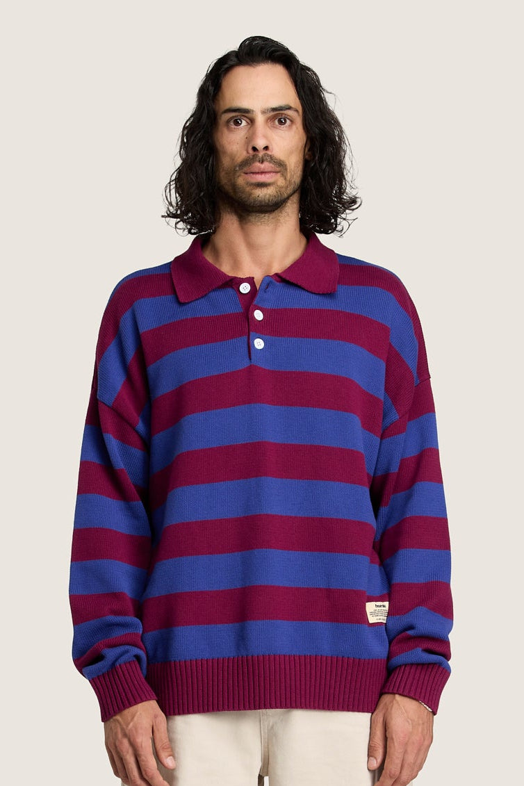 Knitted Rugby - Blue / Maroon