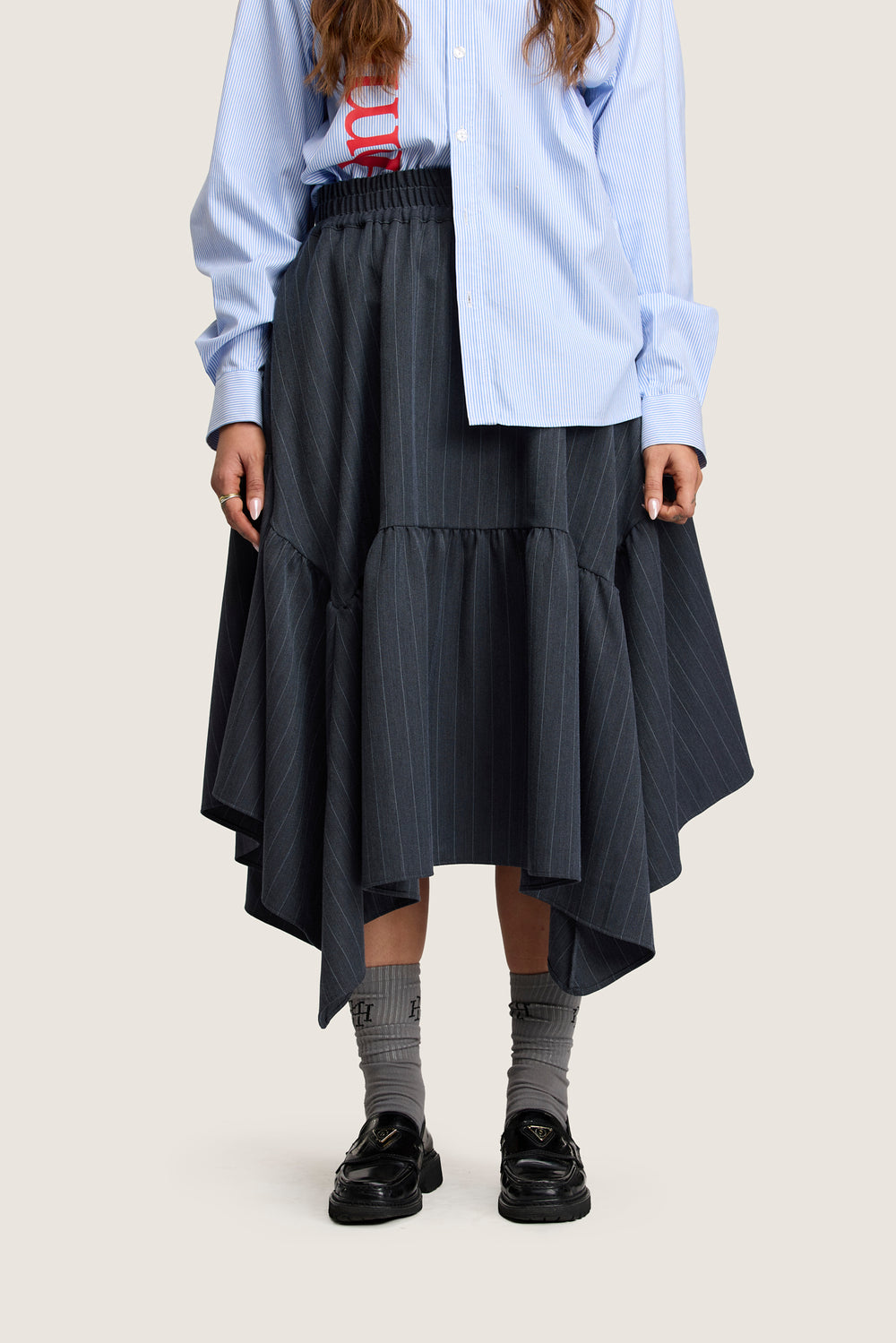Hankerchief Skirt - Chalkstripe
