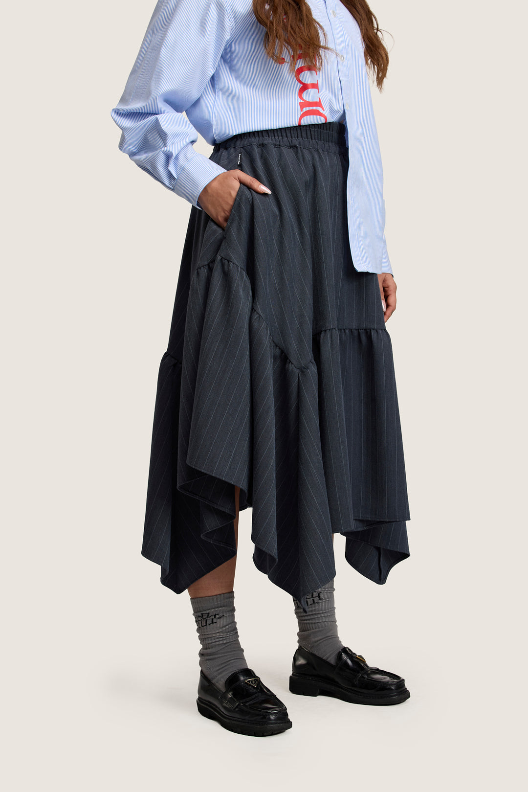 Hankerchief Skirt - Chalkstripe
