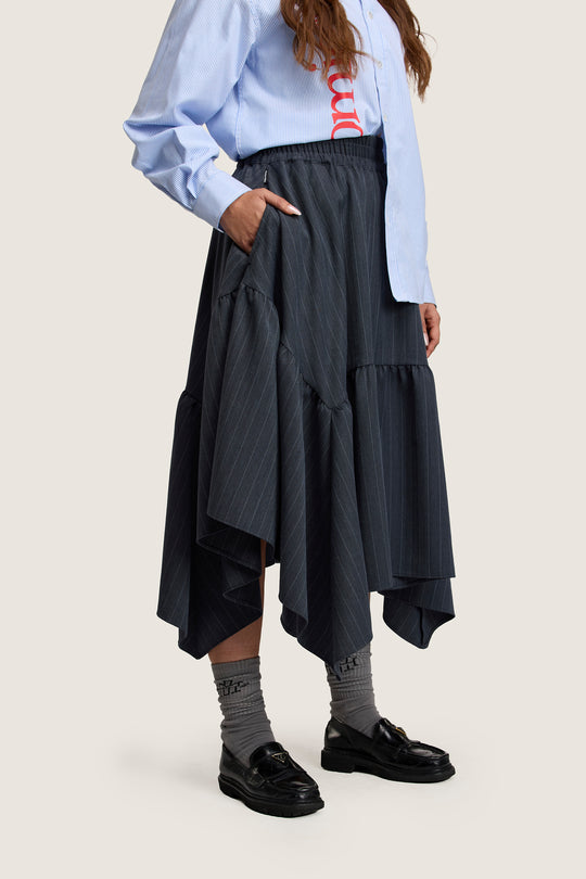 Hankerchief Skirt - Chalkstripe