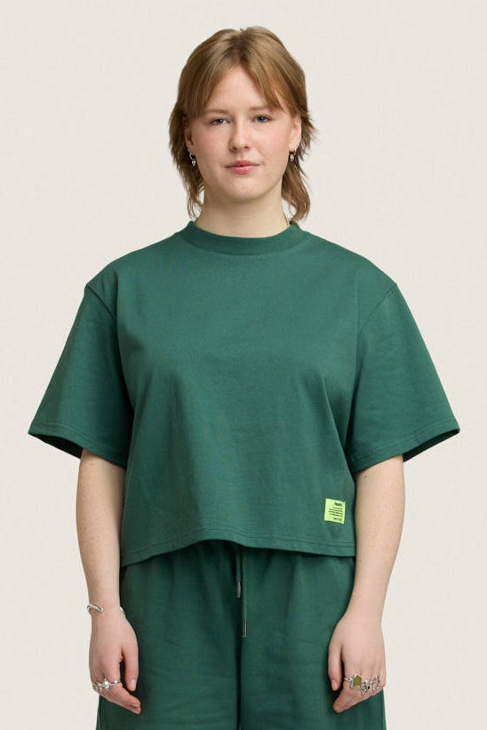 Heavy Weight Cropped Tee - Forest Green