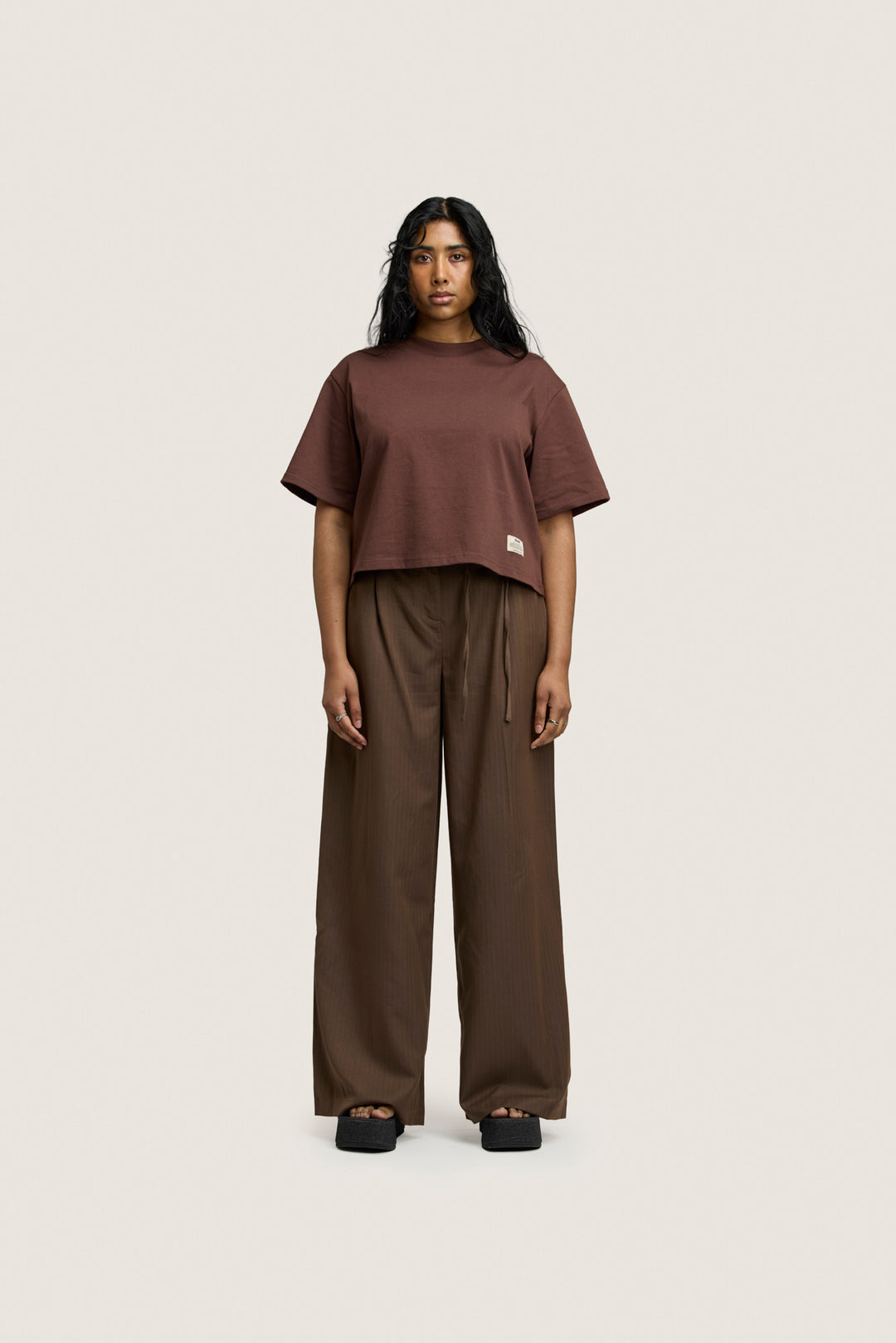 Heavy Weight Cropped Tee - Chocolate