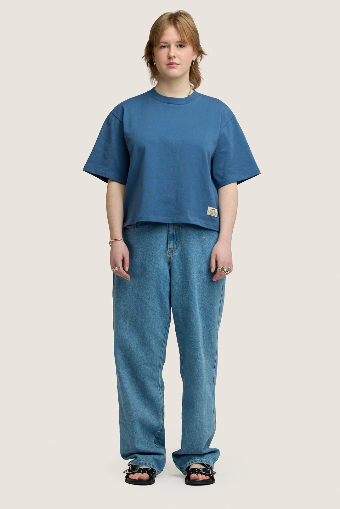 Heavy Weight Cropped Tee - Colbalt Blue