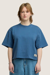 Heavy Weight Cropped Tee - Colbalt Blue