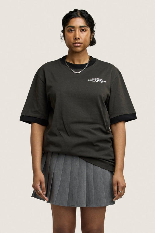 Soft-Wear Ringer Tee - Coal