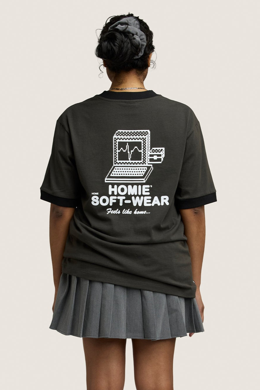 Soft-Wear Ringer Tee - Coal