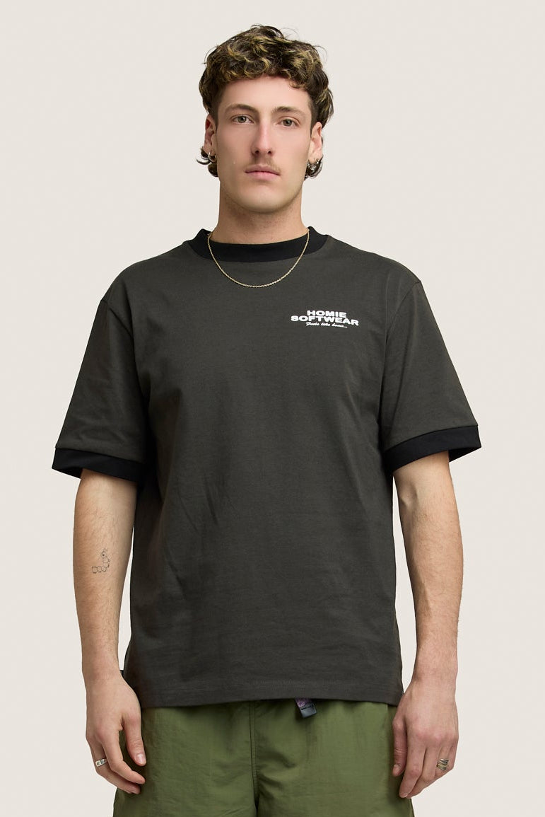Soft-Wear Ringer Tee - Coal