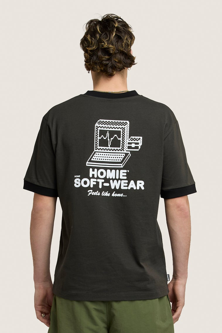 Soft-Wear Ringer Tee - Coal