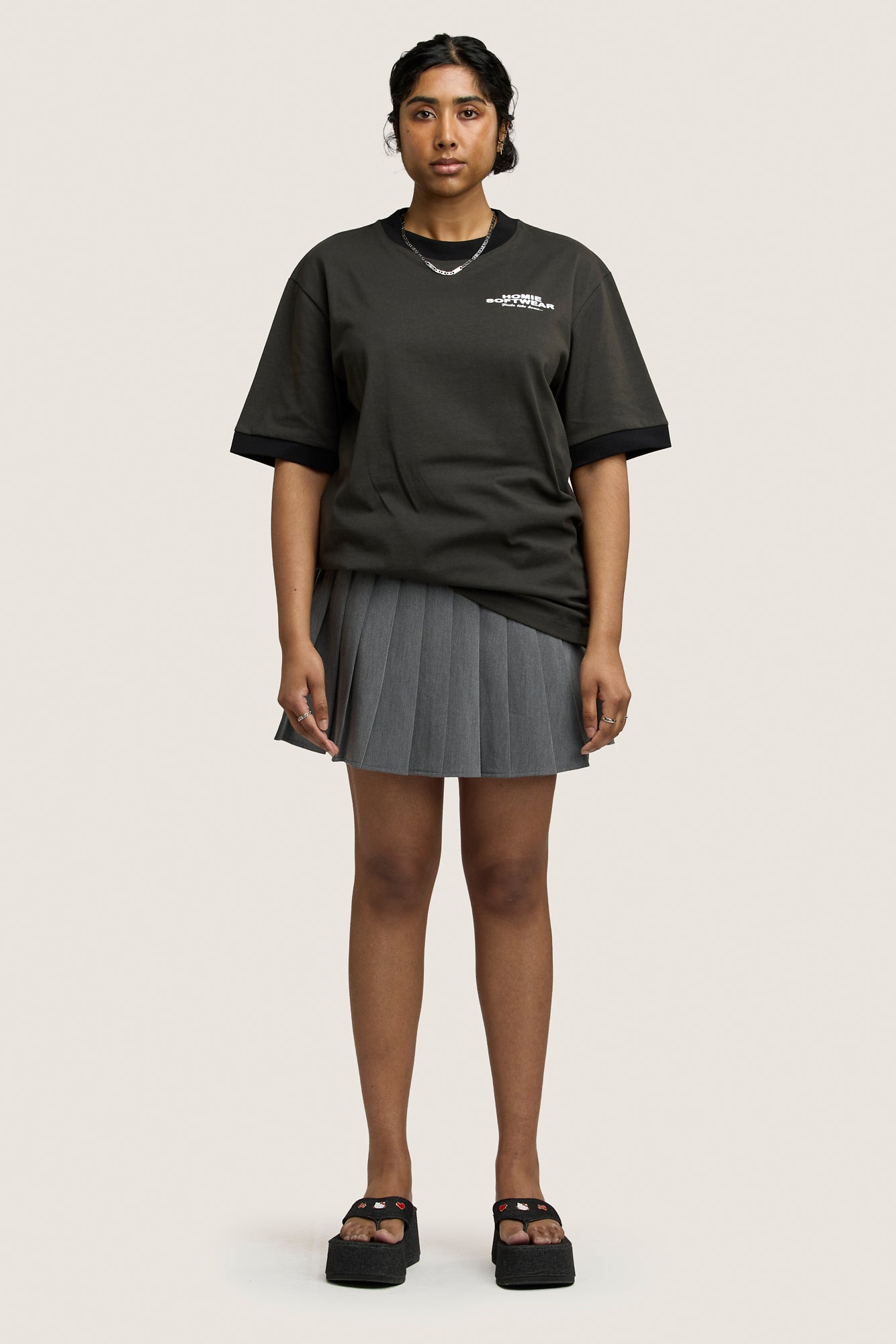 Heather Mini Skirt - Charcoal
