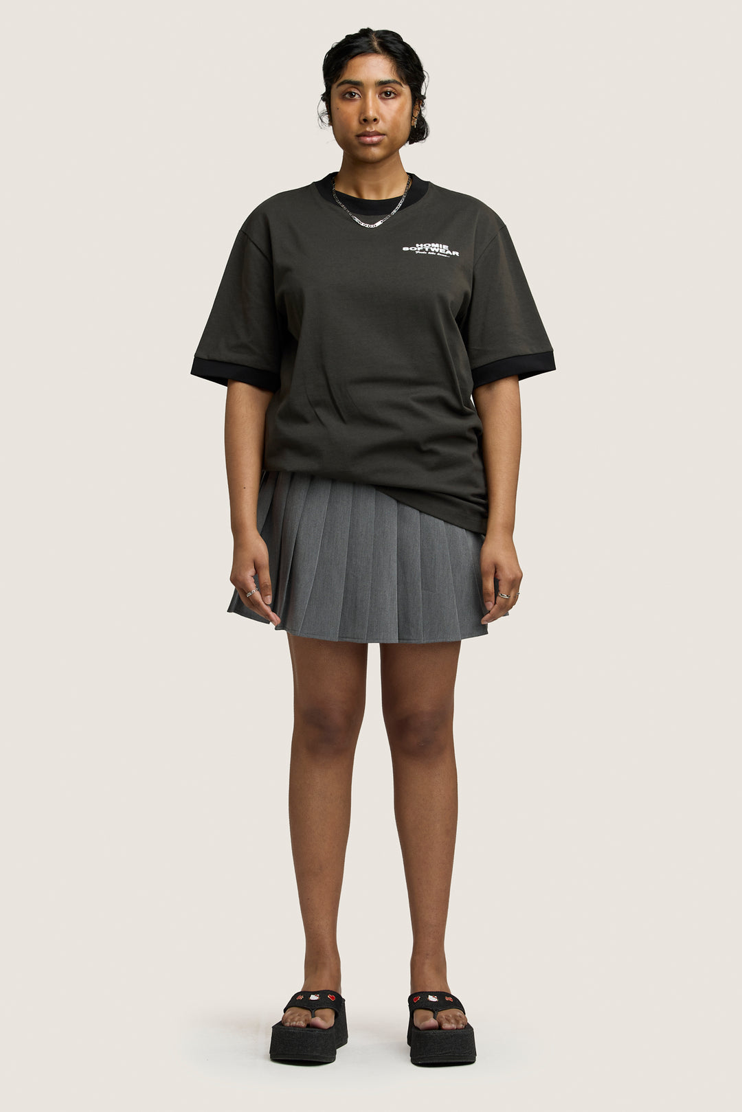 Heather Mini Skirt - Charcoal
