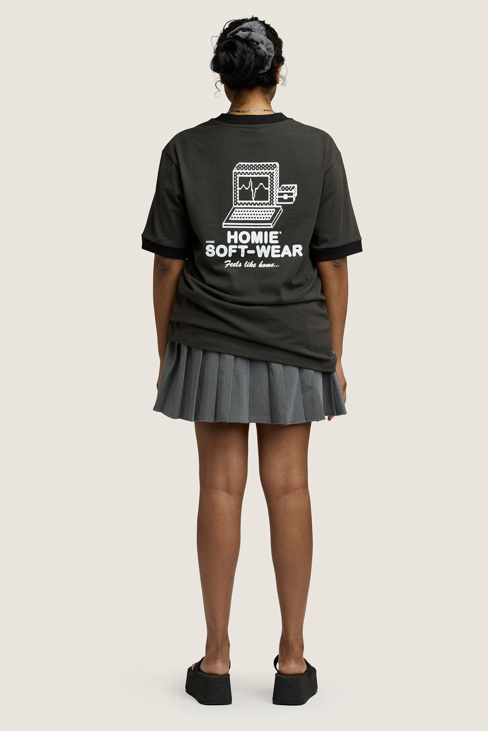 Heather Mini Skirt - Charcoal