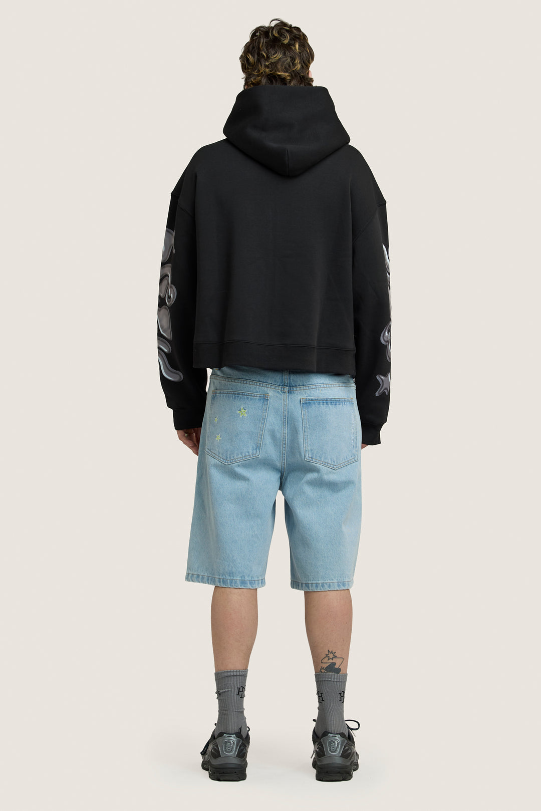 Ooze Cropped Zip Hoodie - Black