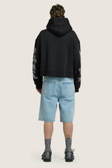 Ooze Cropped Zip Hoodie - Black