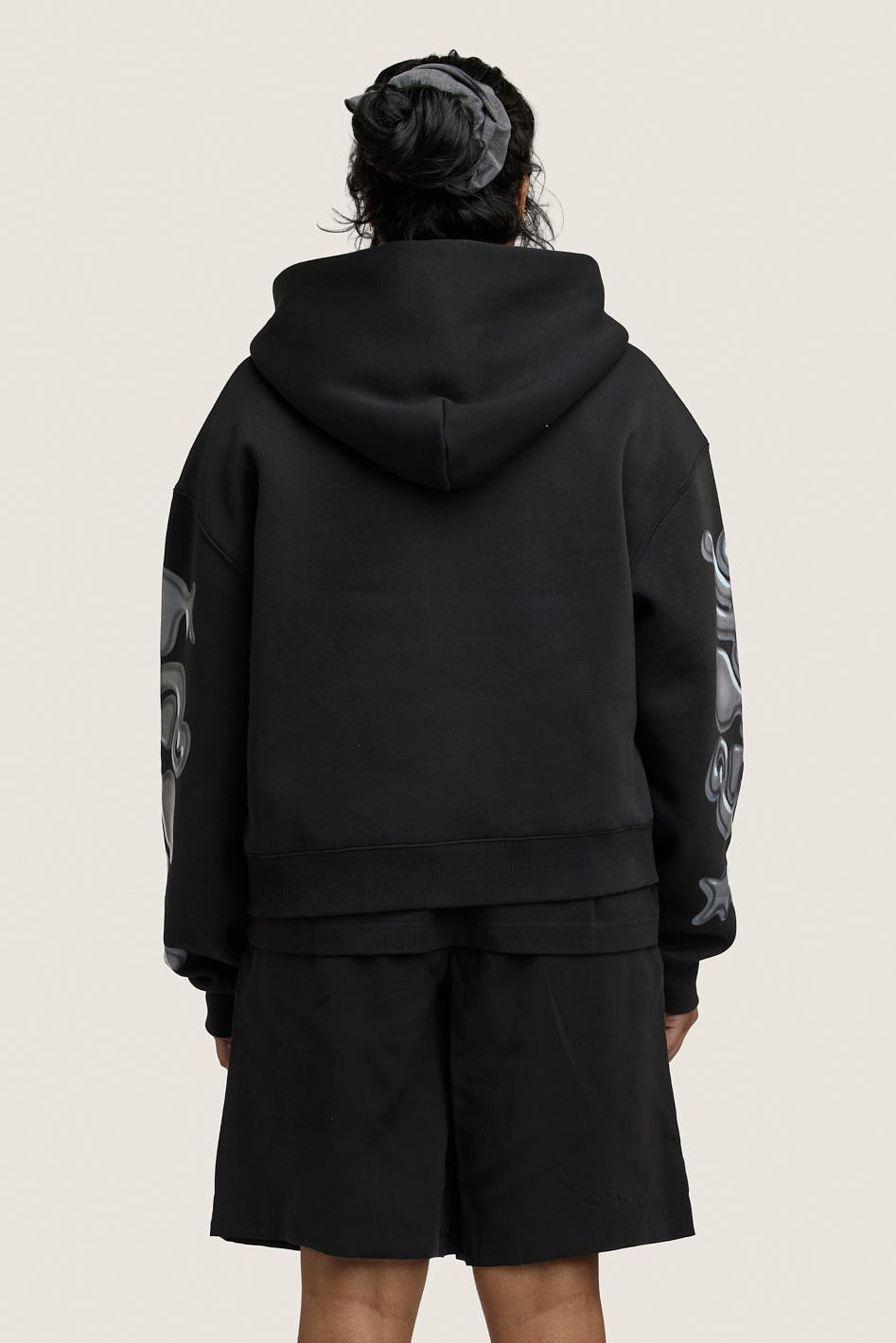 Ooze Cropped Zip Hoodie - Black