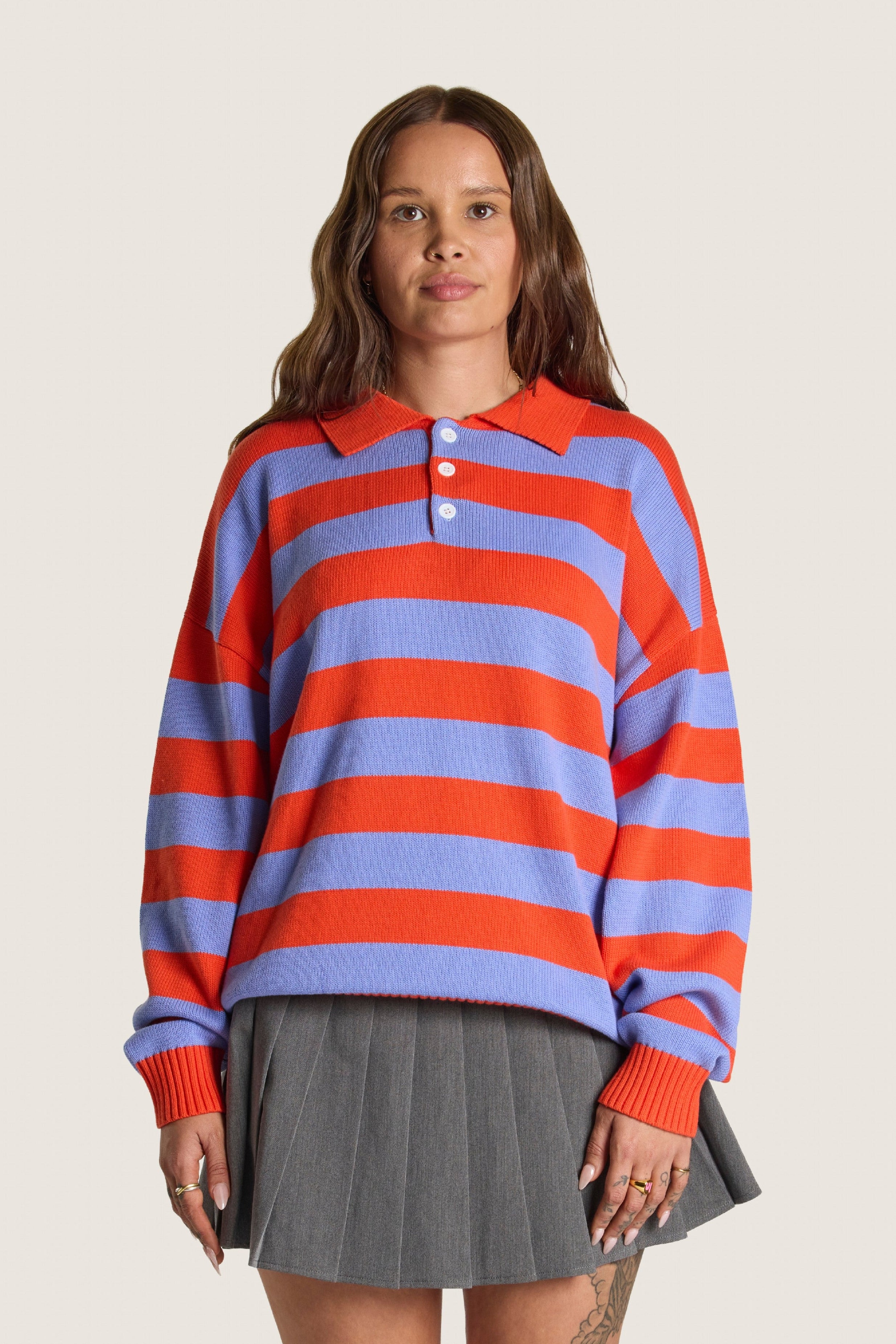 Knitted Rugby - Lilac / Blood Orange