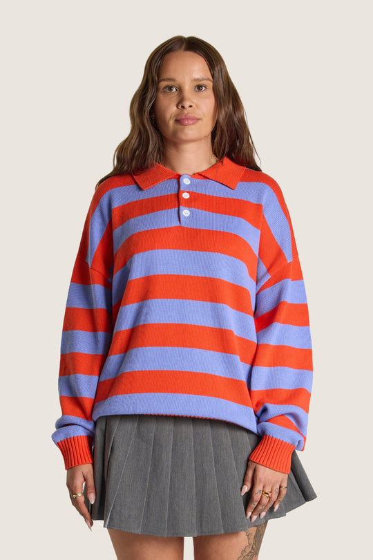 Knitted Rugby - Lilac / Blood Orange