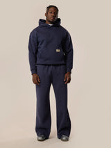 Wide Leg Monogram Trackpants - Navy