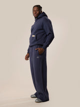 Wide Leg Monogram Trackpants - Navy