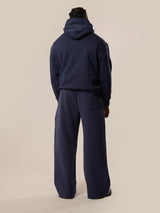 Wide Leg Monogram Trackpants - Navy