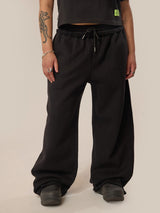 Wide Leg Monogram Trackpants - Black