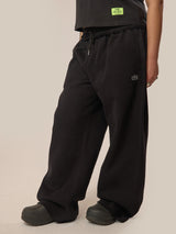 Wide Leg Monogram Trackpants - Black