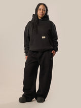 Wide Leg Monogram Trackpants - Black