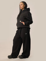 Wide Leg Monogram Trackpants - Black