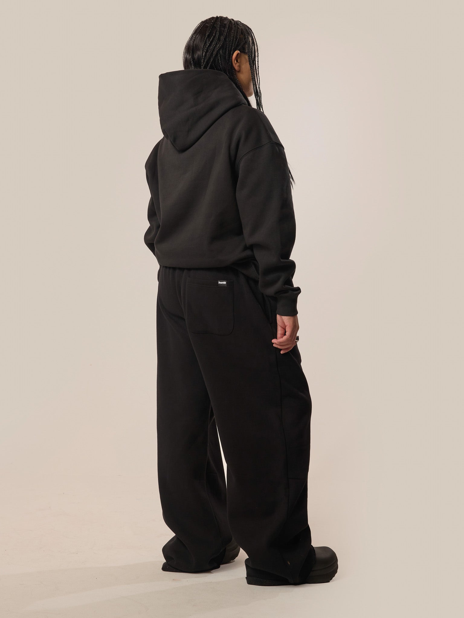 Wide Leg Monogram Trackpants - Black