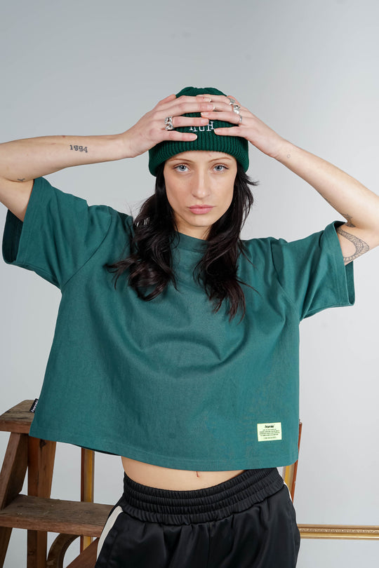 Heavy Weight Cropped Tee - Forest Green