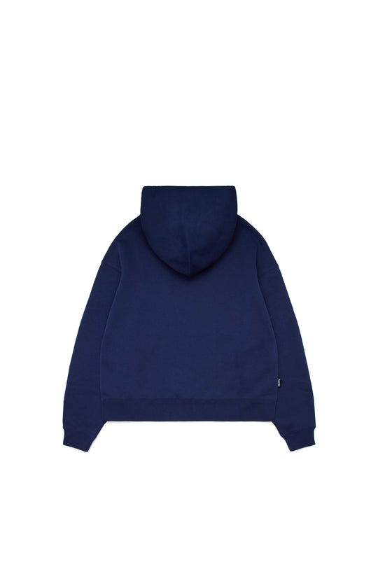 Cropped Zip Hoodie - Navy