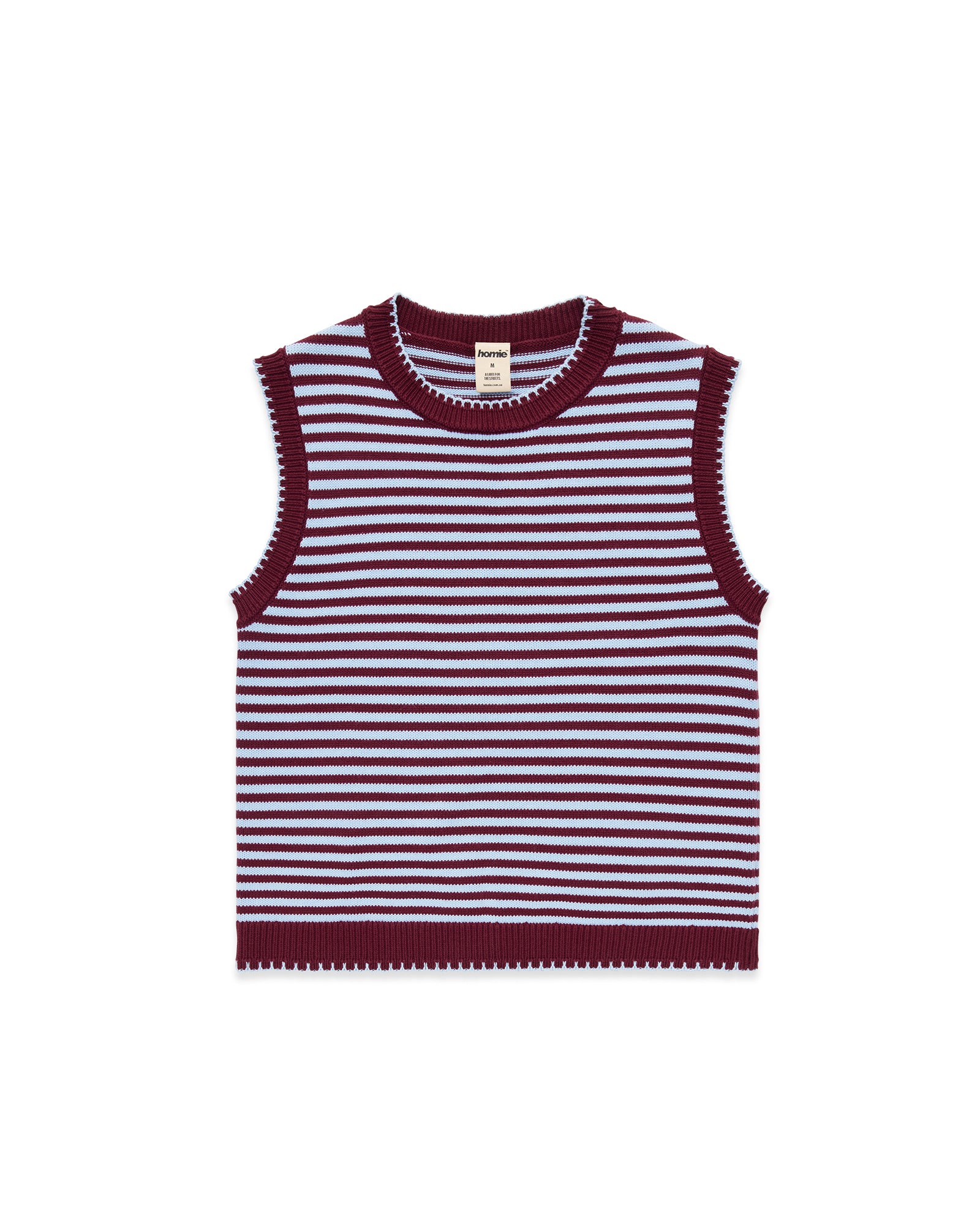 Stripe Knit Tank - Burgundy / Light Blue