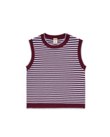 Stripe Knit Tank - Burgundy / Light Blue