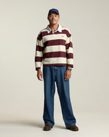 Squiggle Rugby Polo - Cream / Burgundy