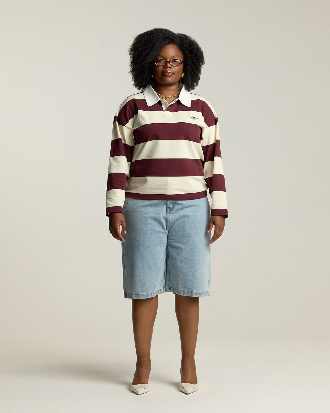 Squiggle Rugby Polo - Cream / Burgundy