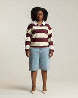 Squiggle Rugby Polo - Cream / Burgundy