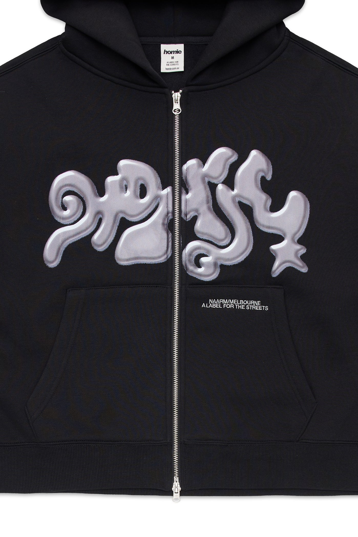 Ooze Cropped Zip Hoodie - Black