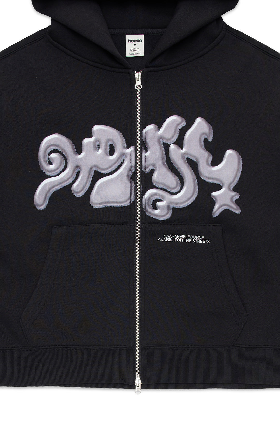 Ooze Cropped Zip Hoodie - Black