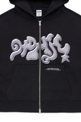 Ooze Cropped Zip Hoodie - Black