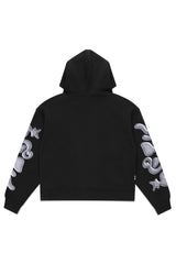 Ooze Cropped Zip Hoodie - Black