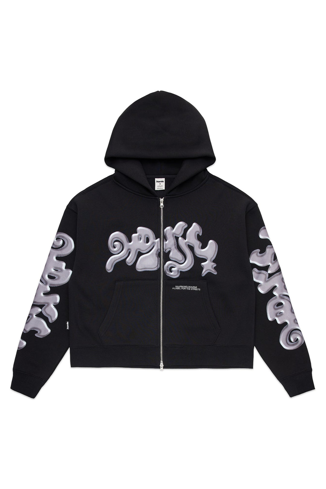Ooze Cropped Zip Hoodie - Black