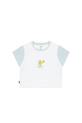 Be Free Baby Tee - White / Light Blue