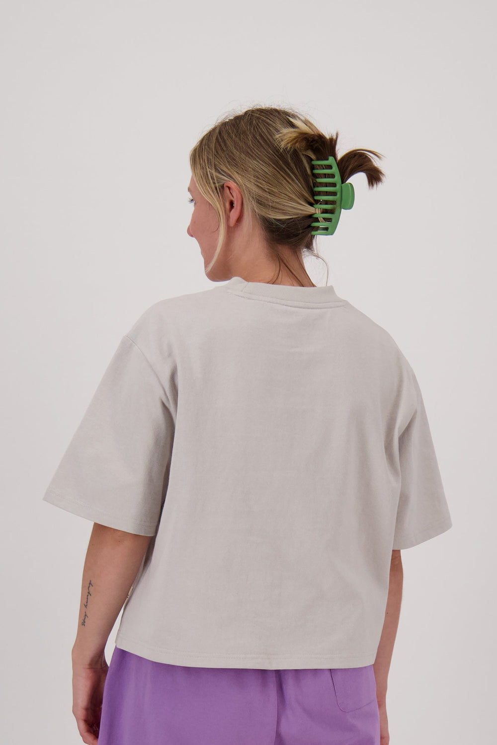 Heavy Weight Cropped Tee - Dove Grey