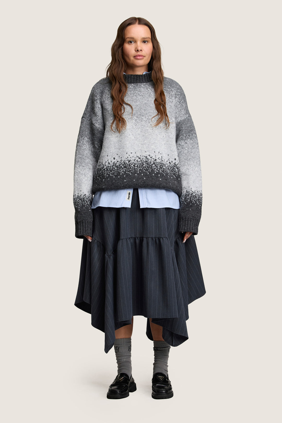 Hankerchief Skirt - Chalkstripe