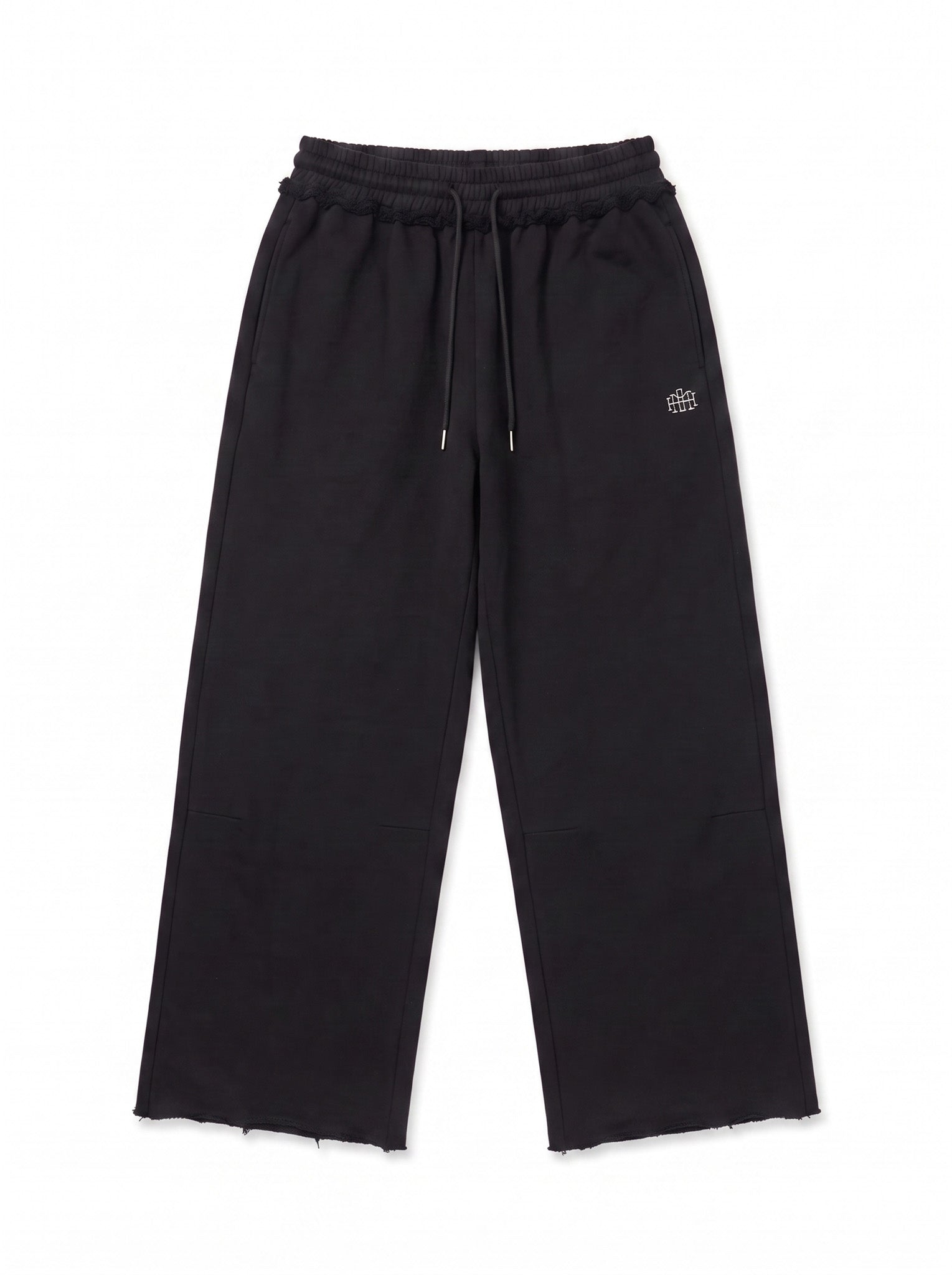 Wide Leg Monogram Trackpants - Black